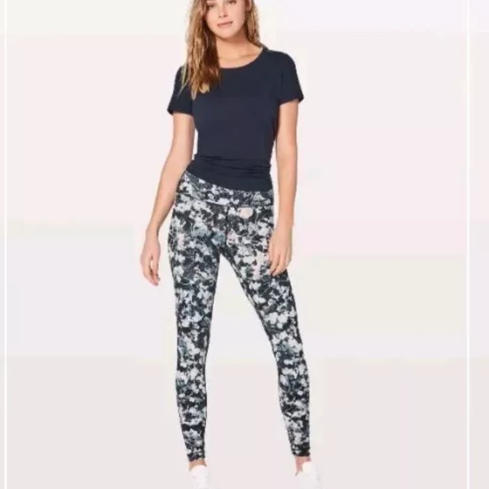Lululemon Leggings Womens 4 Wunder Under Hi Rise Tight 28" Spring Bloom W5AOZS
